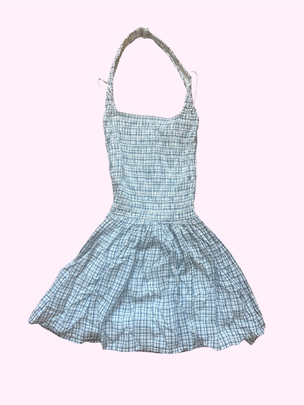 Abercrombie & Fitch Light Blue Plaid Halter Sundress